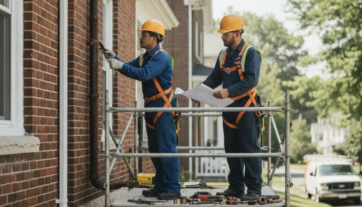 Plumber repairing a pipe in Harrisburg, PA for plumbing repair service