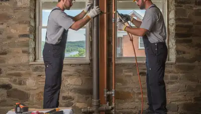 Plumber repairing a pipe in Harrisburg, PA for professional plumbing service