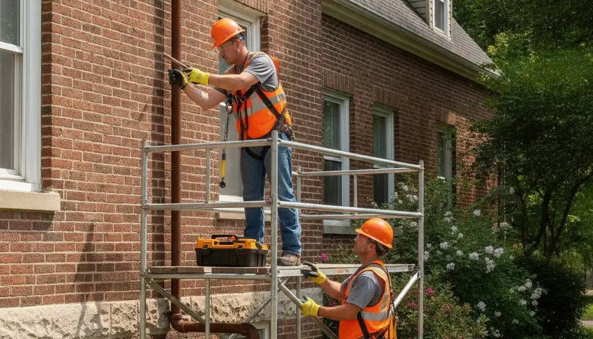 Plumber repairing a pipe in Harrisburg, PA for local plumbing repair service