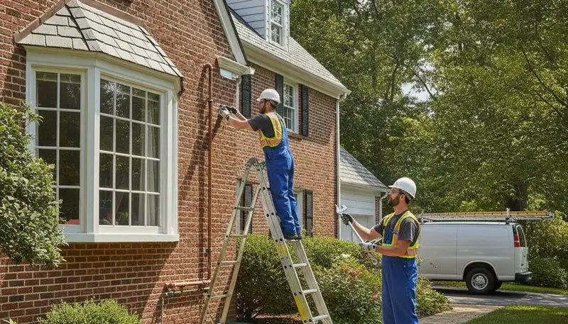 Plumber repairing a leak in Harrisburg, PA for plumbing repair services