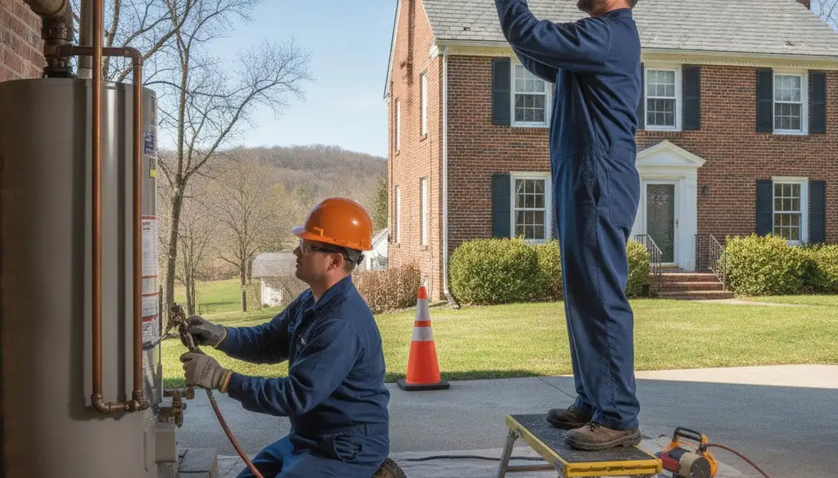 Plumber repairing a pipe in Harrisburg, PA for residential plumbing service
