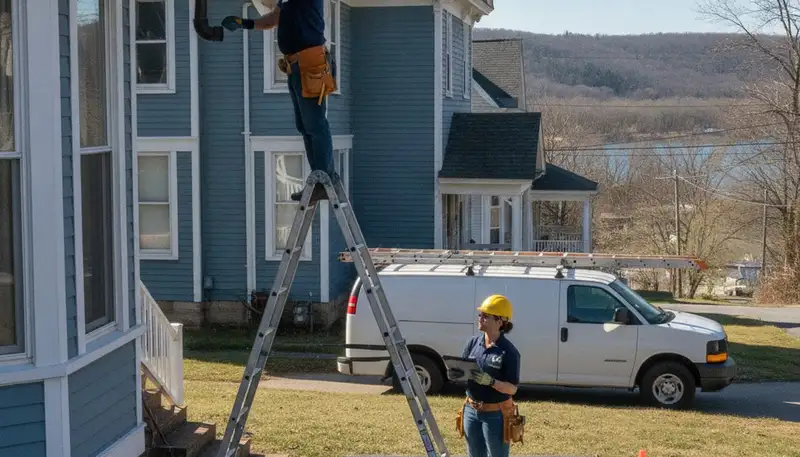 Plumber repairing pipe leak in Harrisburg, PA for plumbing repair service