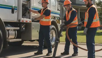 Septic pumping truck servicing a Harrisburg, PA home for reliable plumbing maintenance
