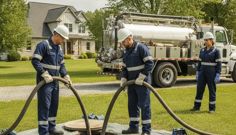 Septic pumping service truck for Harrisburg, PA homes by On Call Plumbers