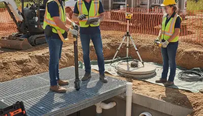 Harrisburg, PA plumber inspecting septic repair for a home with soggy yard issues