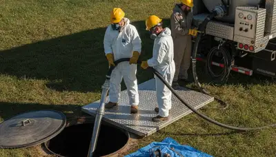 Harrisburg, PA plumber cleaning a septic tank for reliable home plumbing service