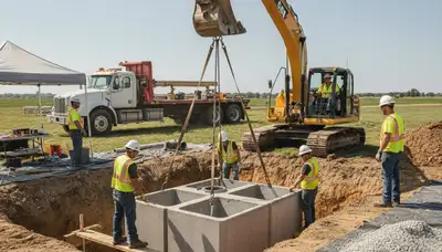 Septic tank installation by Harrisburg, PA plumbers for homes and properties
