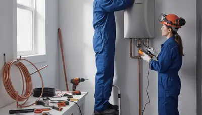Tankless water heater installation by Harrisburg, PA plumbers for efficient on-demand hot water