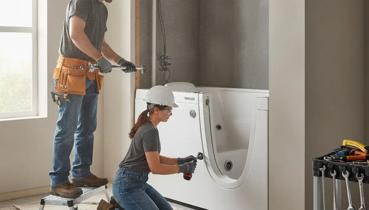 Walk-in tub installation for Harrisburg, PA homes by On Call Plumbers, safer bathing solution